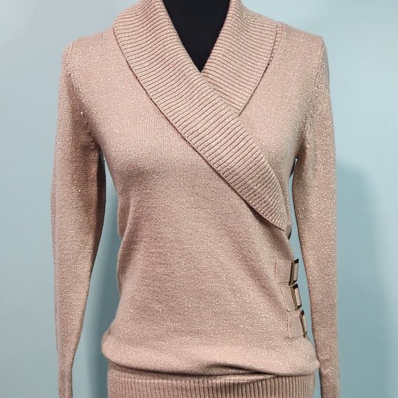 bebe Sweaters - 2B Bebe Gold Glitter Sweater Medium